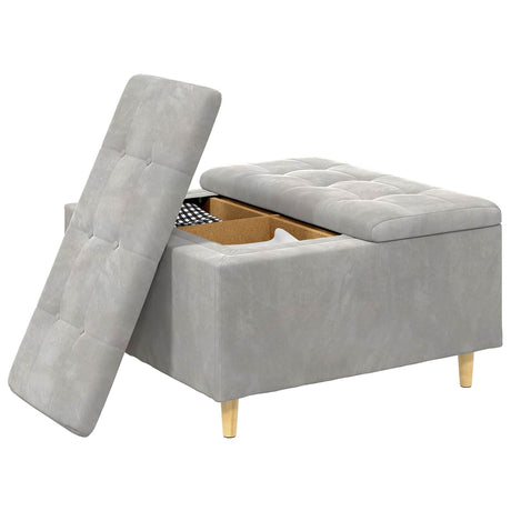 Vidaxl ottoman met opbergruimte lichtgrijs 80 x 80 x 45 cm fluweel