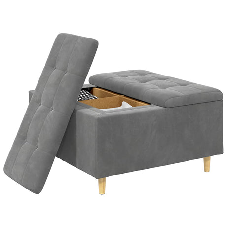 Vidaxl ottoman met opbergruimte donkergrijs 80 x 80 x 45 cm fluweel
