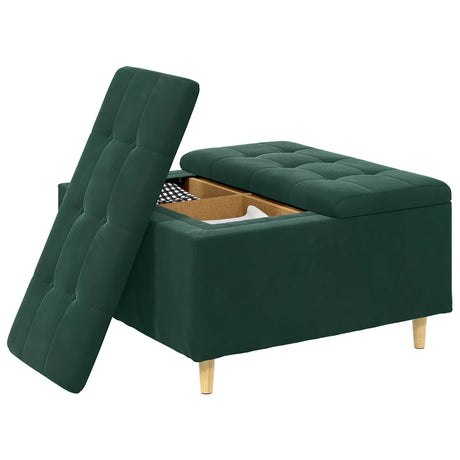 Vidaxl ottoman met opbergruimte donkergroen 80 x 80 x 45 cm fluweel