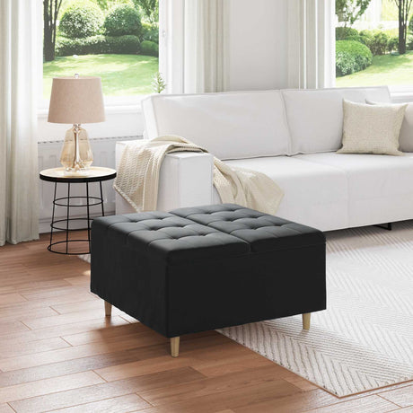 Vidaxl ottoman met opbergruimte zwart 80 x 80 x 45 cm fluweel