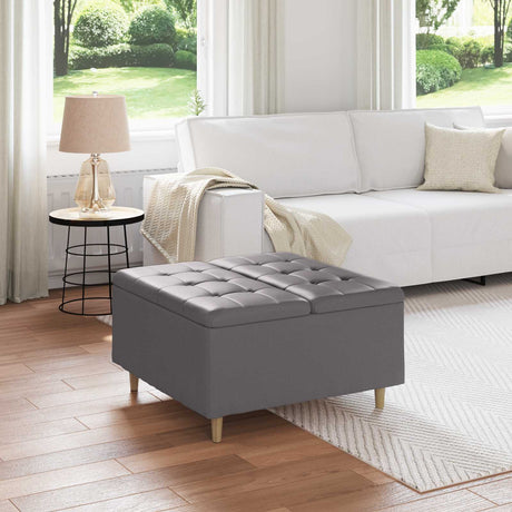 Vidaxl ottoman met opbergruimte grijs 80 x 80 x 45 cm kunstleer