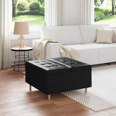 Vidaxl ottoman met opbergruimte zwart 80 x 80 x 45 cm kunstleer