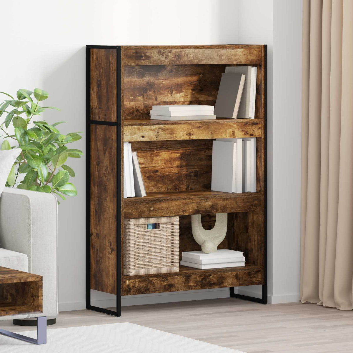 Vidaxl boekenkast 80 x 30 x 121 cm bewerkt hout rook eik