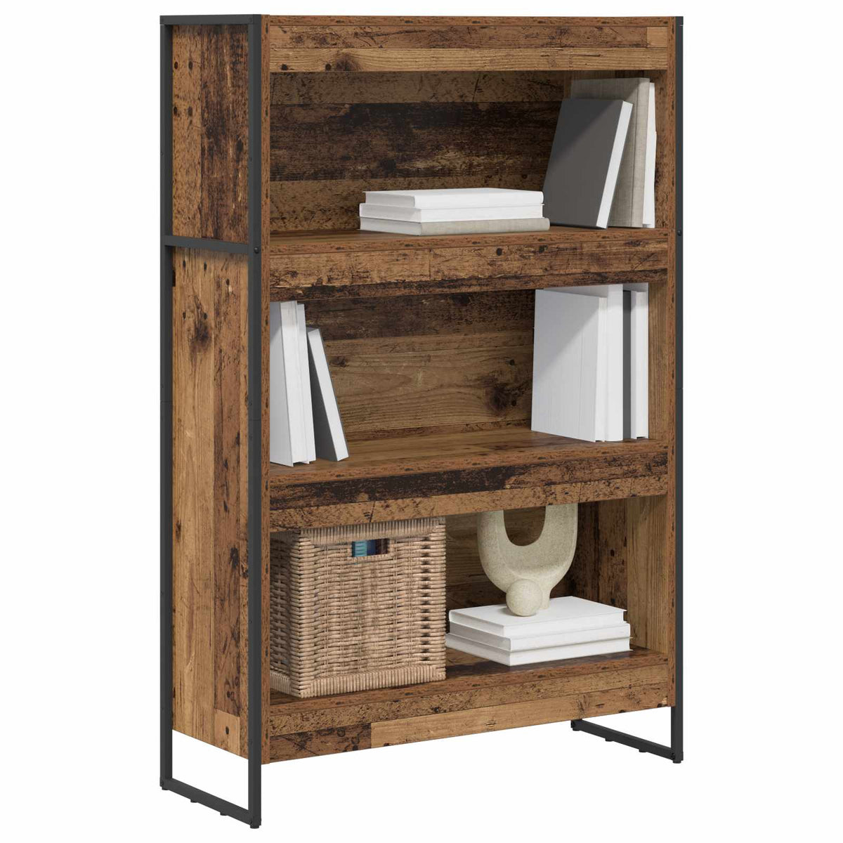 Vidaxl boekenkast 80 x 30 x 121 cm bewerkt hout oud hout