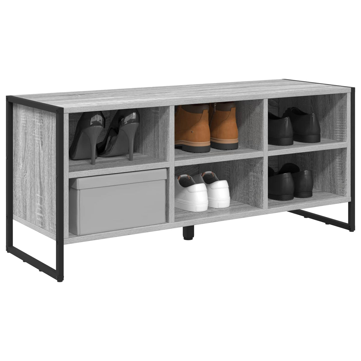 Vidaxl schoenenkast 100 x 35 x 44 cm bewerkt hout grijs sonoma