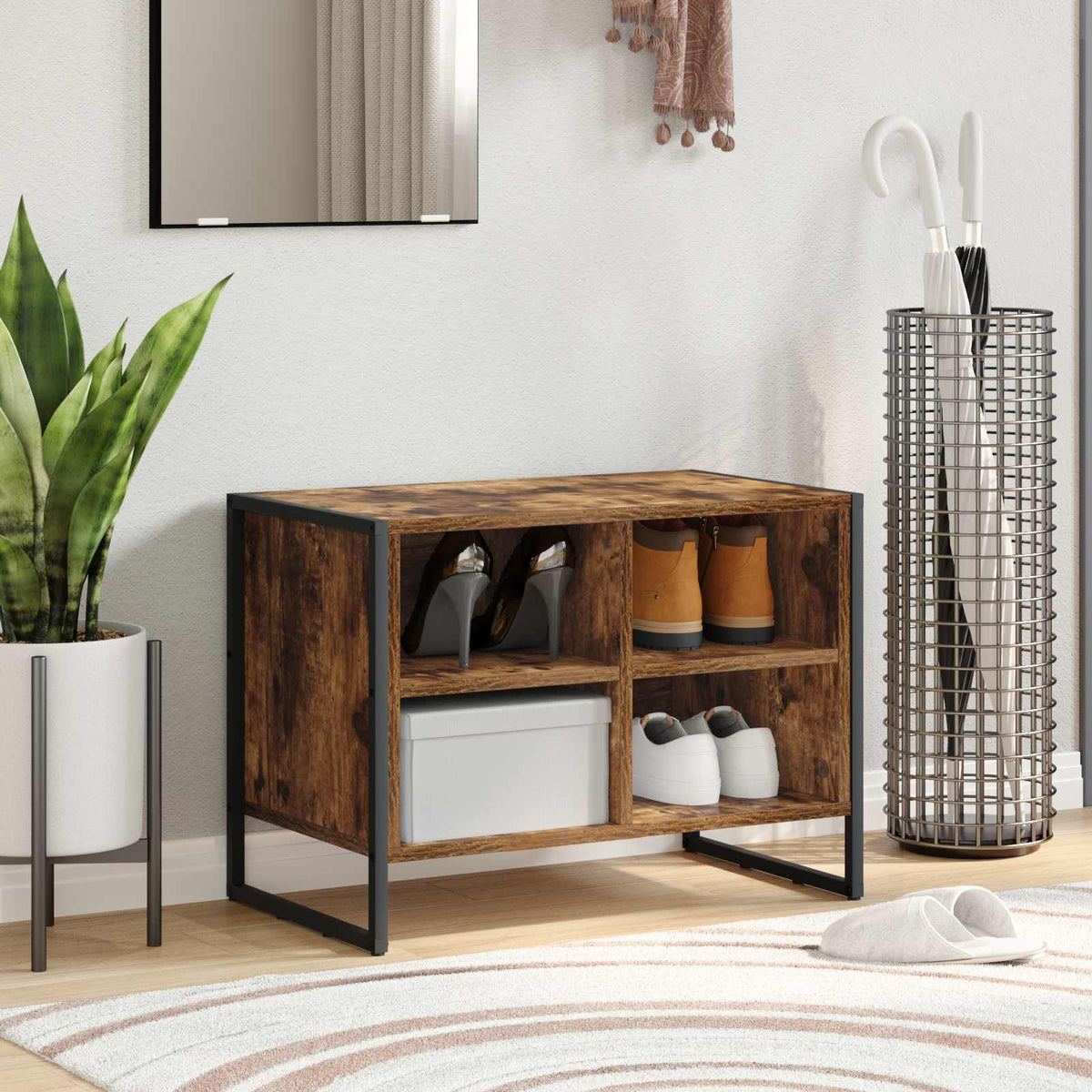 Vidaxl schoenenkast 60 x 35 x 44 cm bewerkt hout rook eik
