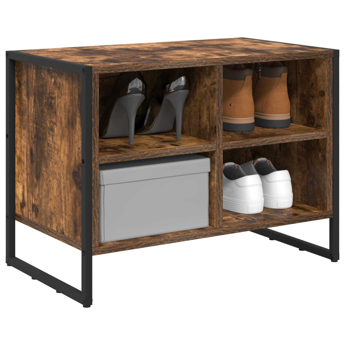 Vidaxl schoenenkast 60 x 35 x 44 cm bewerkt hout rook eik