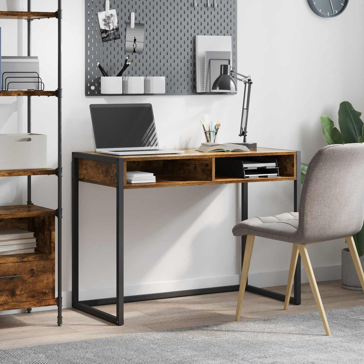 Vidaxl bureau rook eik bewerkt hout 100 x 50 x 75 cm
