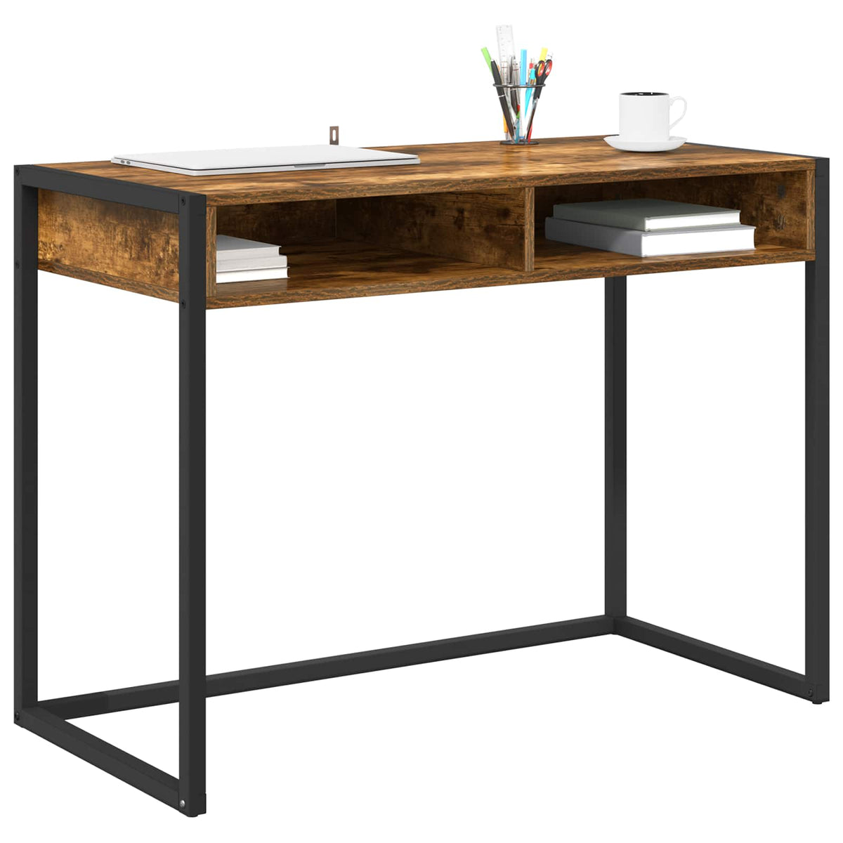 Vidaxl bureau rook eik bewerkt hout 100 x 50 x 75 cm
