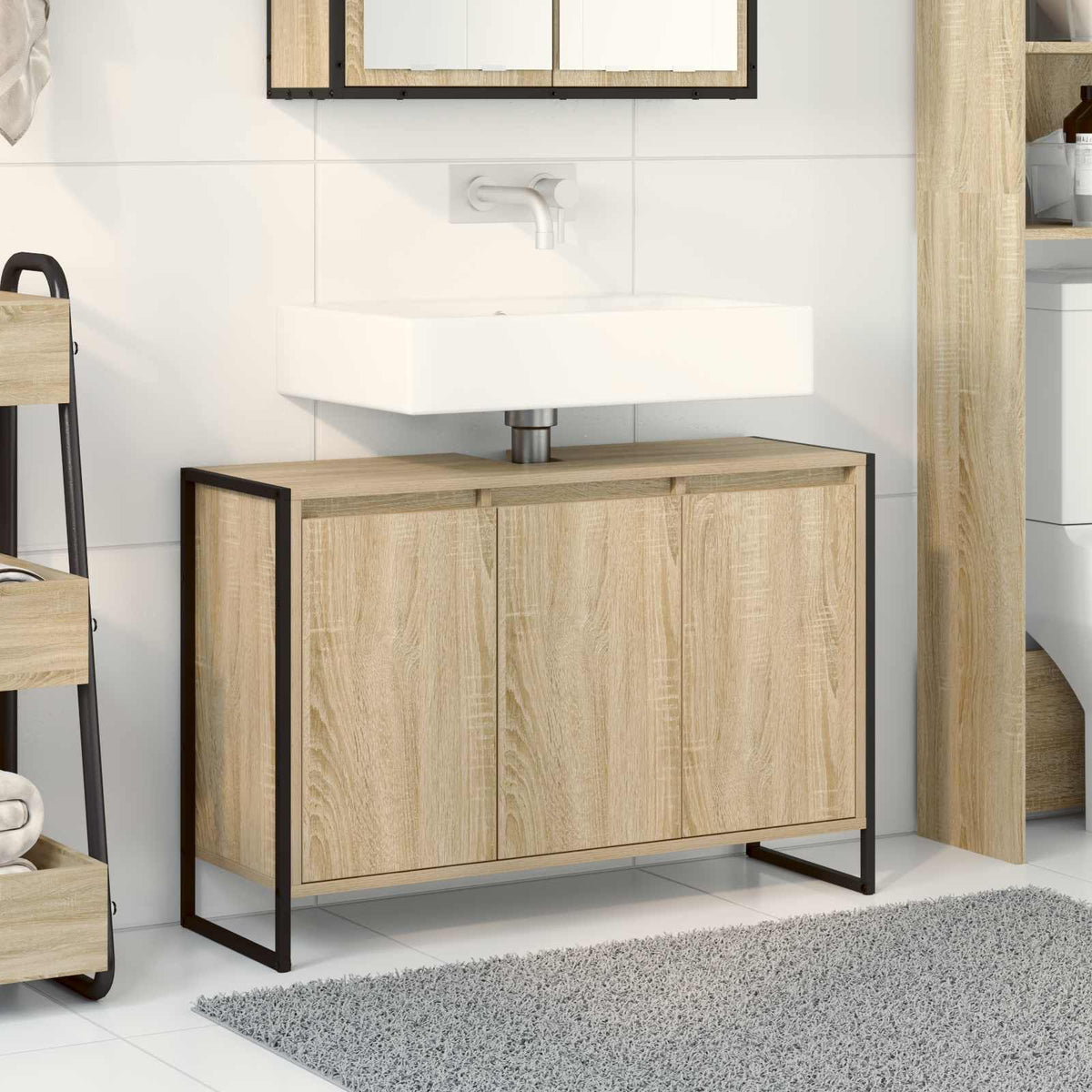 Vidaxl badkamer kast sonoma 90 x 30 x 60 cm bewerkt hout