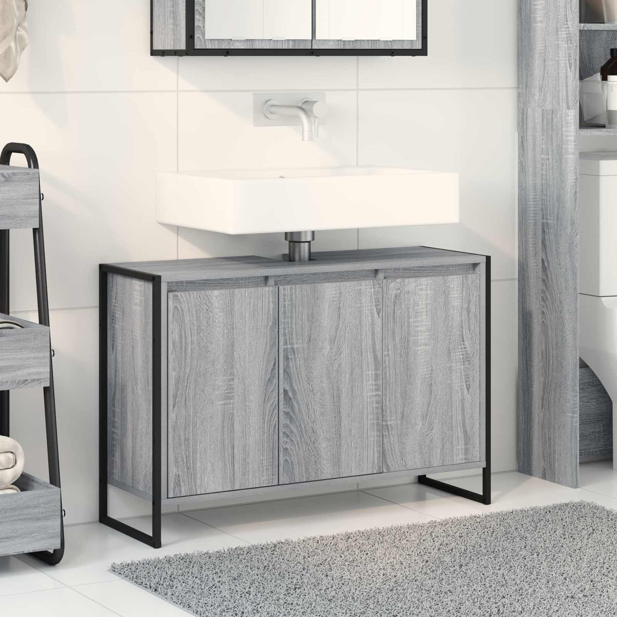 Vidaxl badkamer kast grijs sonoma 90 x 30 x 60 cm bewerkt hout