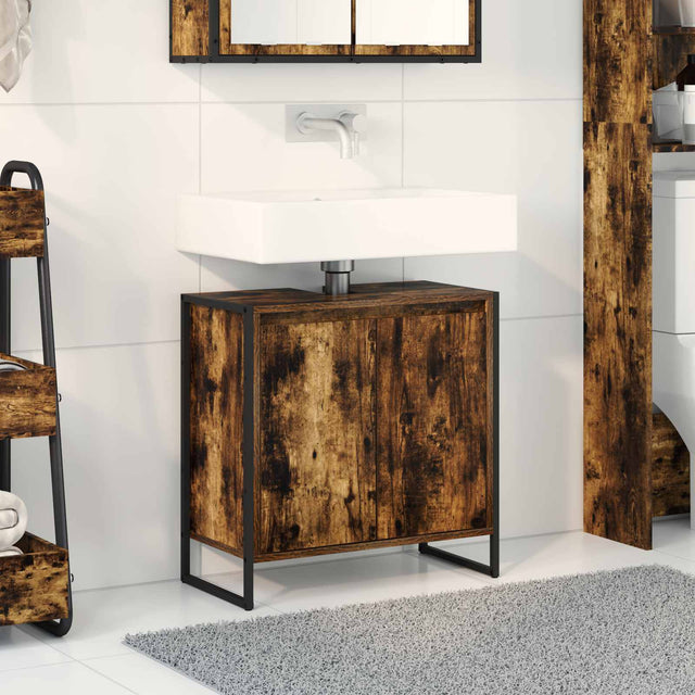 Vidaxl badkamer kast rook eik 60 x 30 x 60 cm bewerkt hout