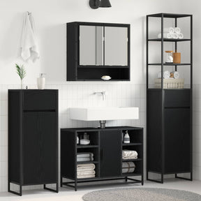 Vidaxl badkamer kast zwart eiken 40 x 30 x 180 cm bewerkt hout