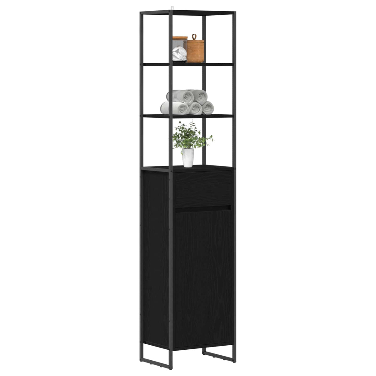 Vidaxl badkamer kast zwart eiken 40 x 30 x 180 cm bewerkt hout
