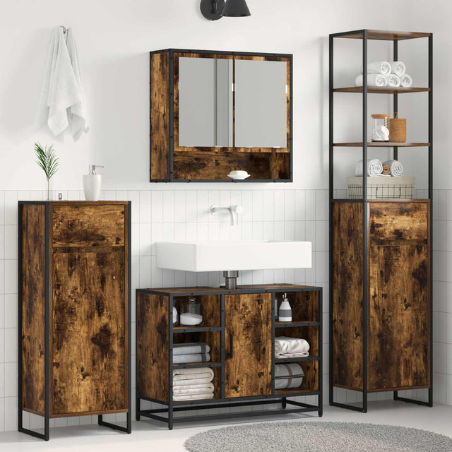 Vidaxl badkamer kast rook eik 40 x 30 x 180 cm bewerkt hout