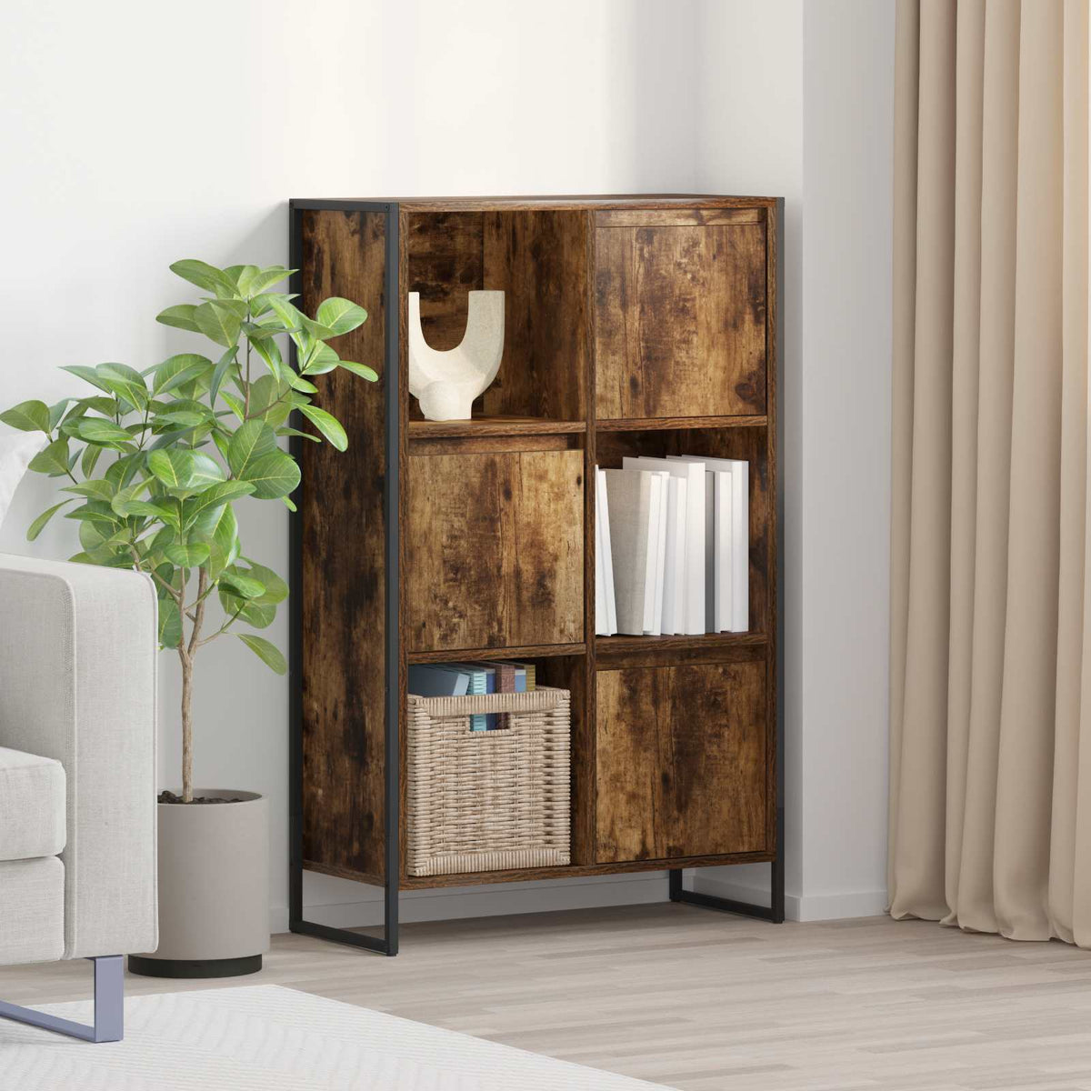 Vidaxl boekenkast 68 x 30 x 108.5 cm bewerkt hout rook eik