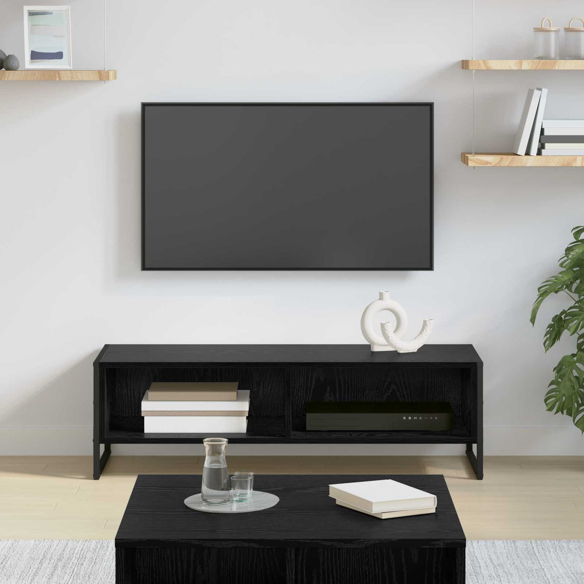 Vidaxl tv-kast 100 x 36.5 x 30.5 cm zwart eiken bewerkt hout