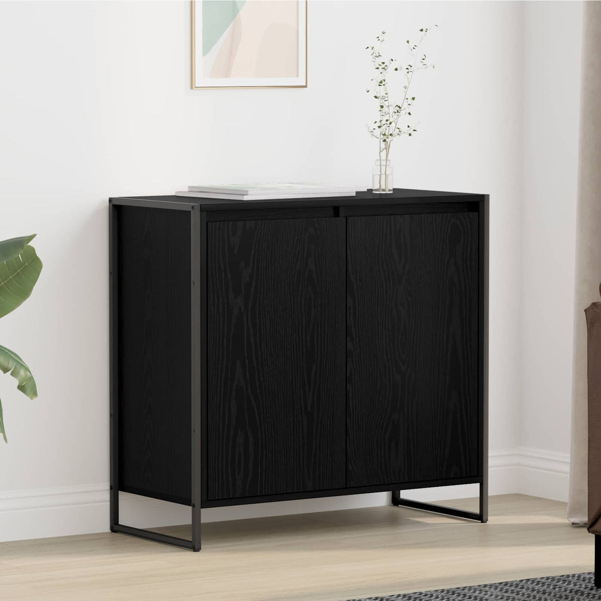 Vidaxl bijzetkast zwart eiken 79 x 36 x 75 cm bewerkt hout