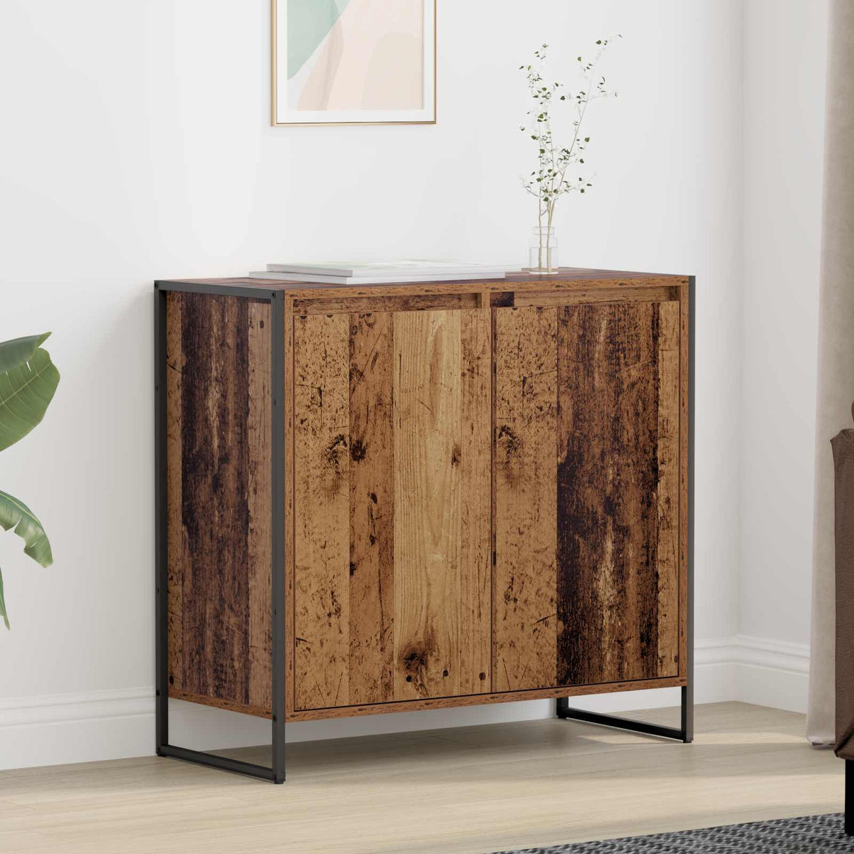 Vidaxl bijzetkast oud hout 79 x 36 x 75 cm bewerkt hout