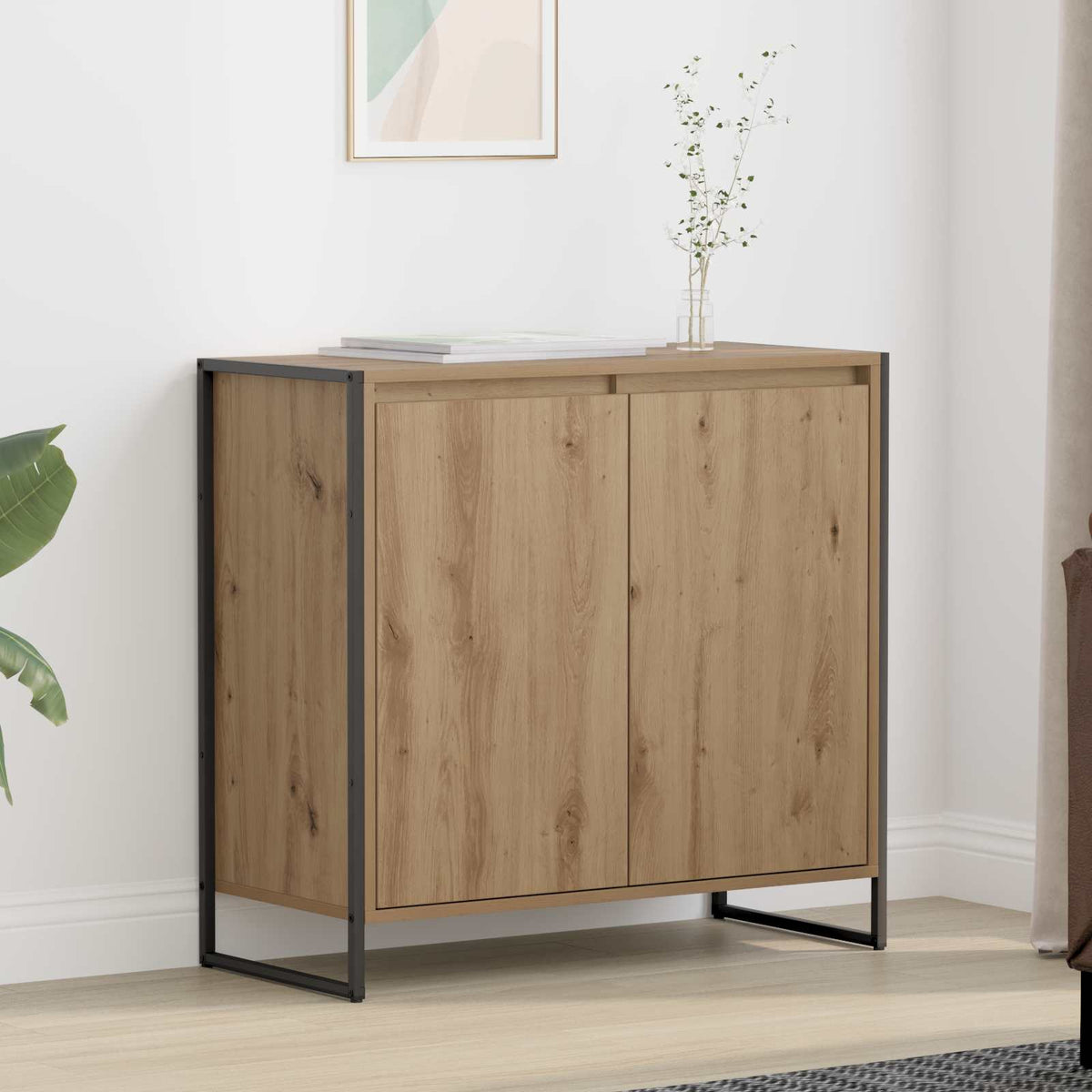 Vidaxl bijzetkast ambachtelijk eiken 79 x 36 x 75 cm bewerkt hout