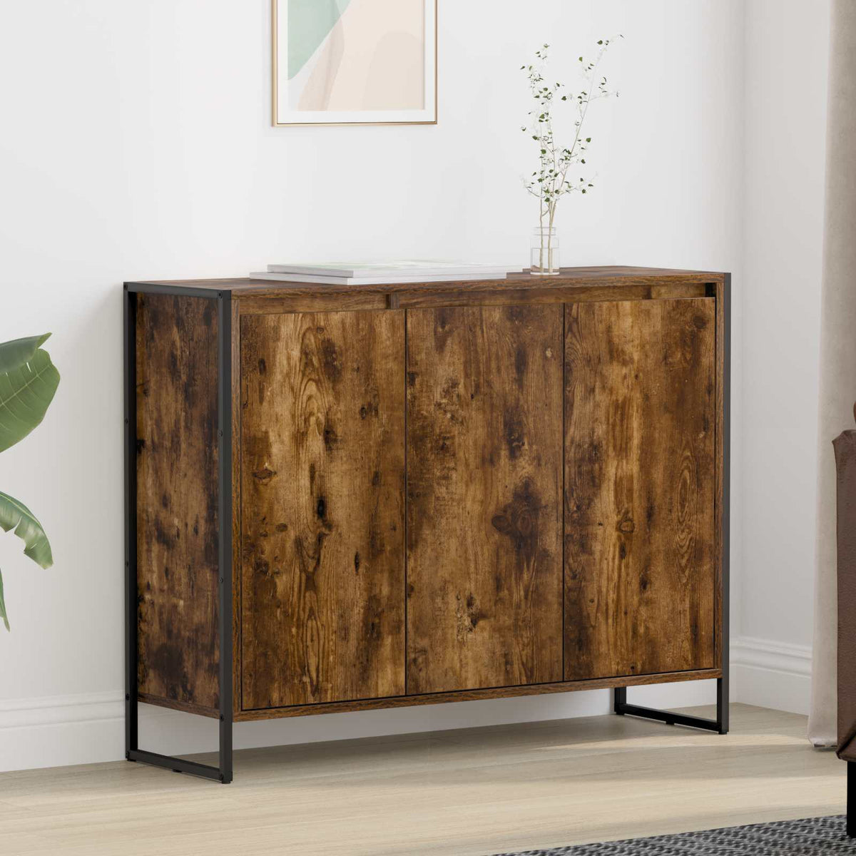 Vidaxl bijzetkast rook eik 96,5 x 30 x 75 cm bewerkt hout