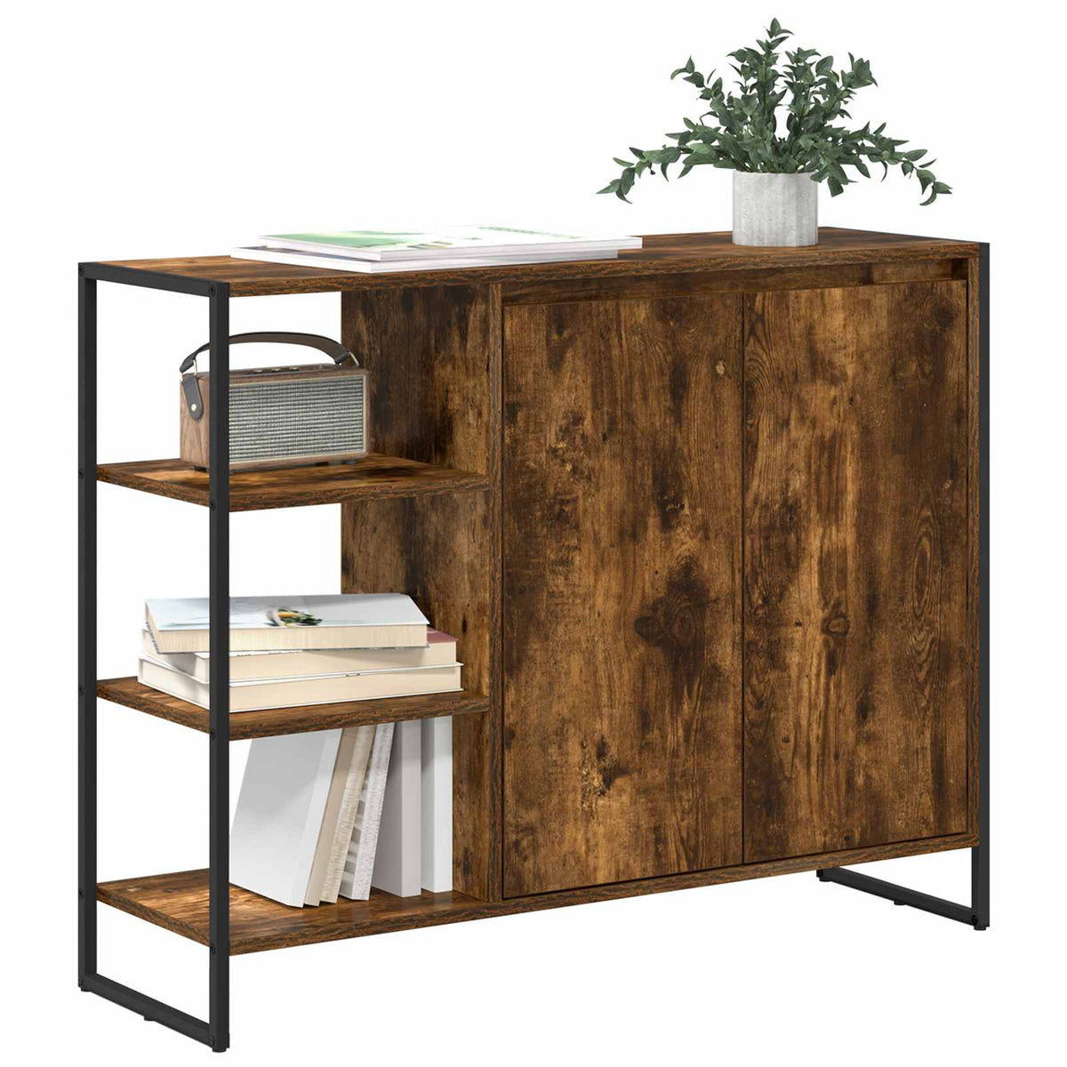 Vidaxl bijzetkast rook eik 96.5 x 30 x 75 cm bewerkt hout