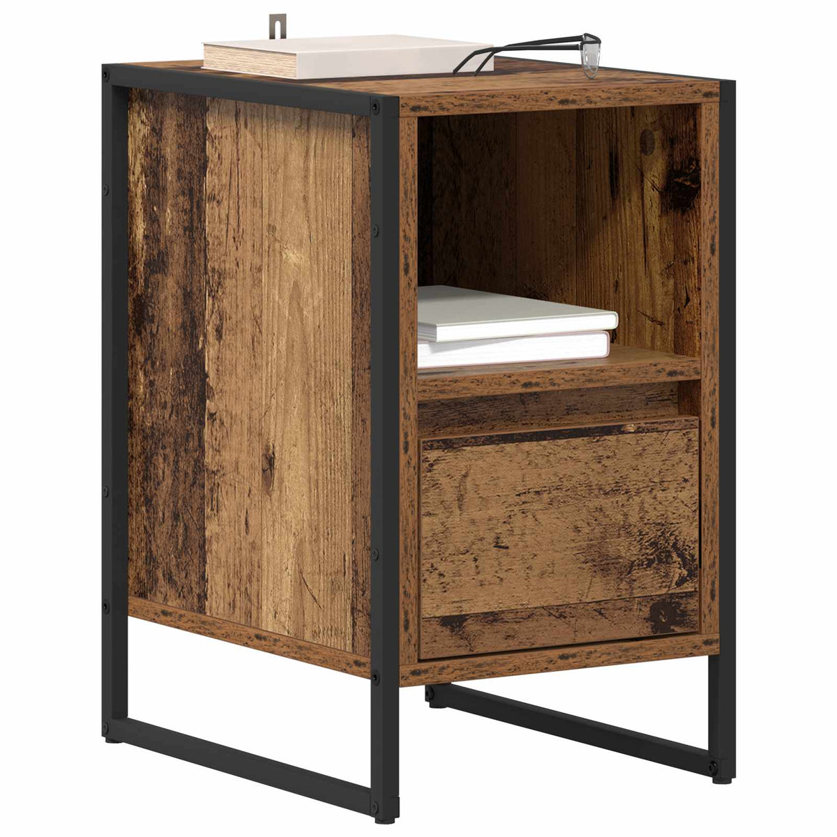 Vidaxl nachtkastje oud hout 39,5 x 30 x 50 cm bewerkt hout