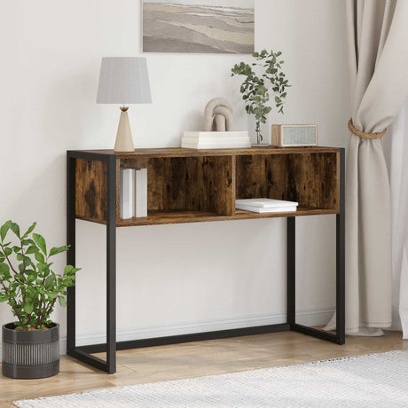 Vidaxl bijzettafel rook eik 100 x 36 x 75 cm bewerkt hout
