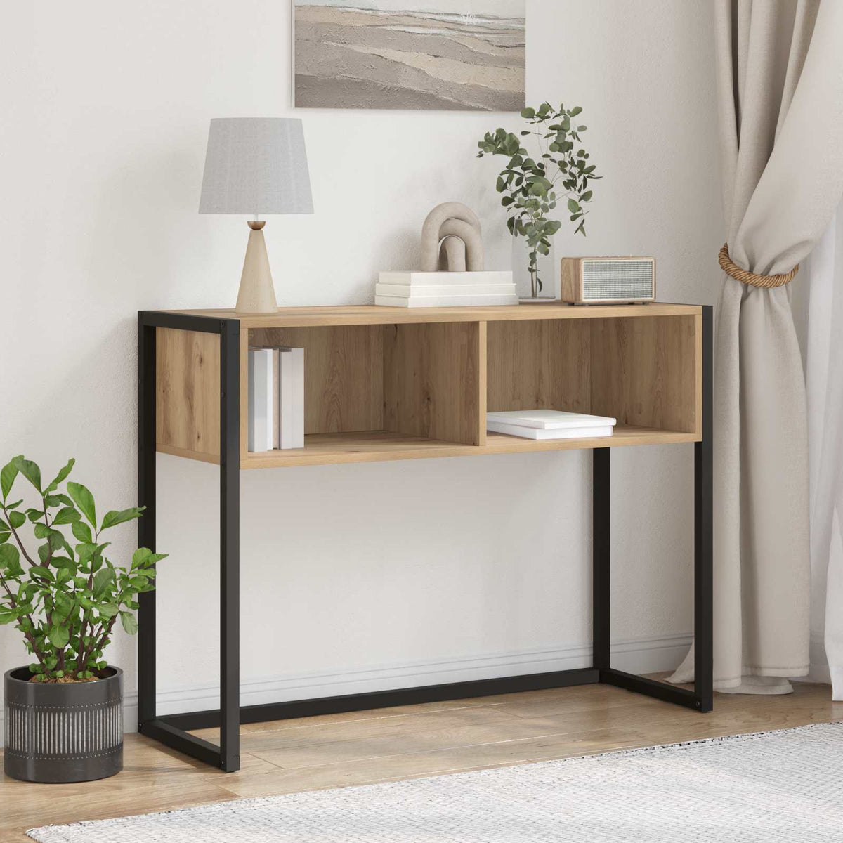Vidaxl bijzettafel ambachtelijk eiken 100 x 36 x 75 cm bewerkt hout
