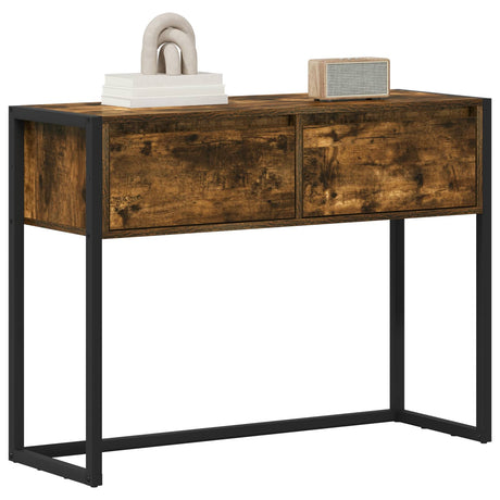 Vidaxl bijzettafel rook eik 100 x 36 x 75 cm bewerkt hout