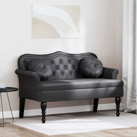 Vidaxl chesterfield bank zwart 120,5 x 65 x 75 cm nep leer