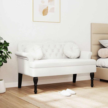 Vidaxl chesterfield bank wit 120,5 x 65 x 75 cm nep leer