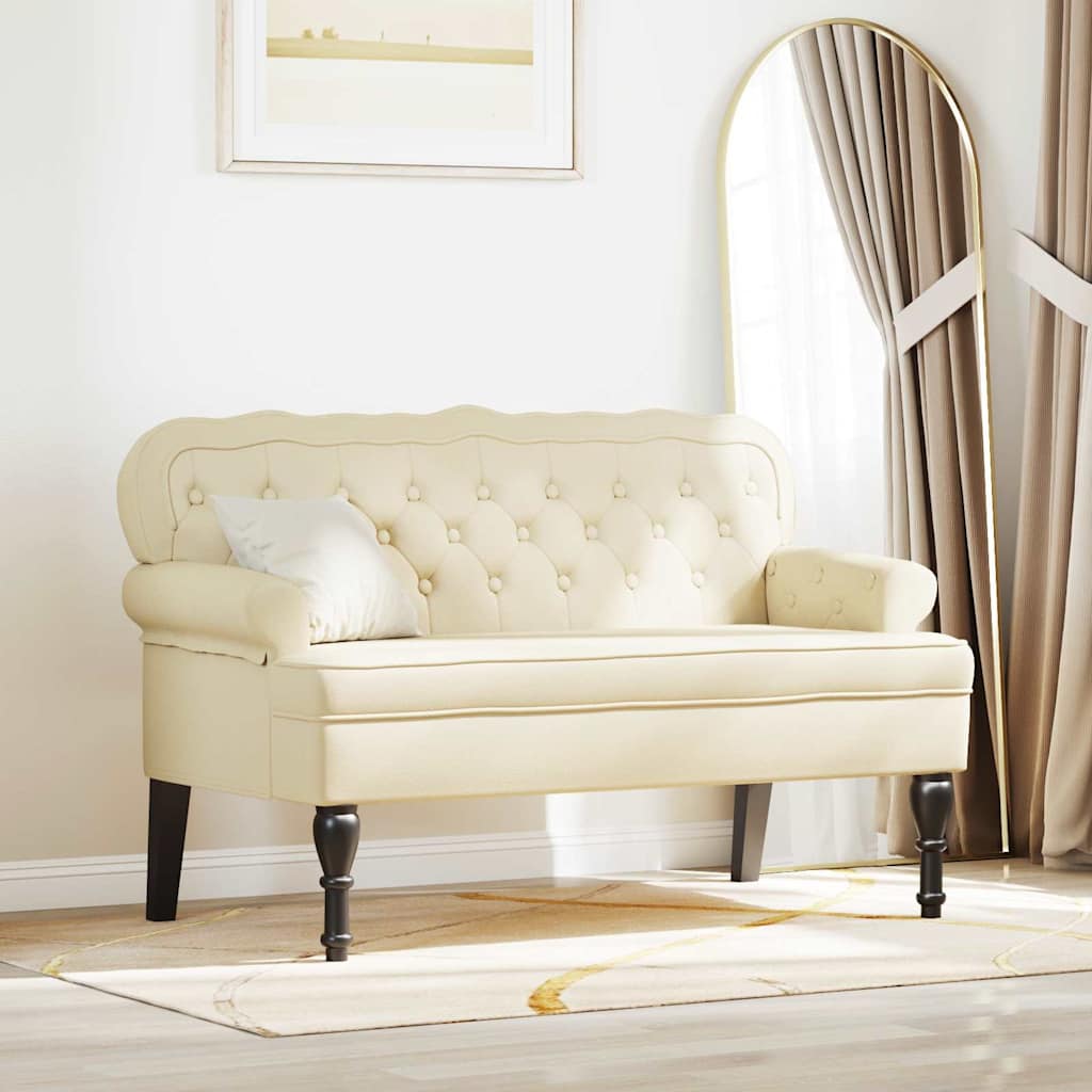 Vidaxl chesterfield bank crème 119,5 x 64,5 x 75 cm nep leer