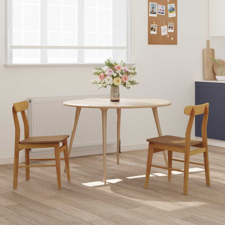 Vidaxl eetkamerstoel 2 st massief rubberhout naturel 43 x 44,5 x 77 cm