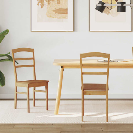 Vidaxl eetkamerstoel 2 st massief rubberhout naturel