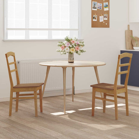 Vidaxl eetkamerstoel 2 st massief rubberhout naturel