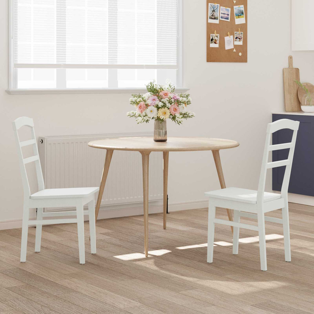 Vidaxl eetkamerstoel 2 st massief rubberhout wit 36 x 45,5 x 93,5 cm