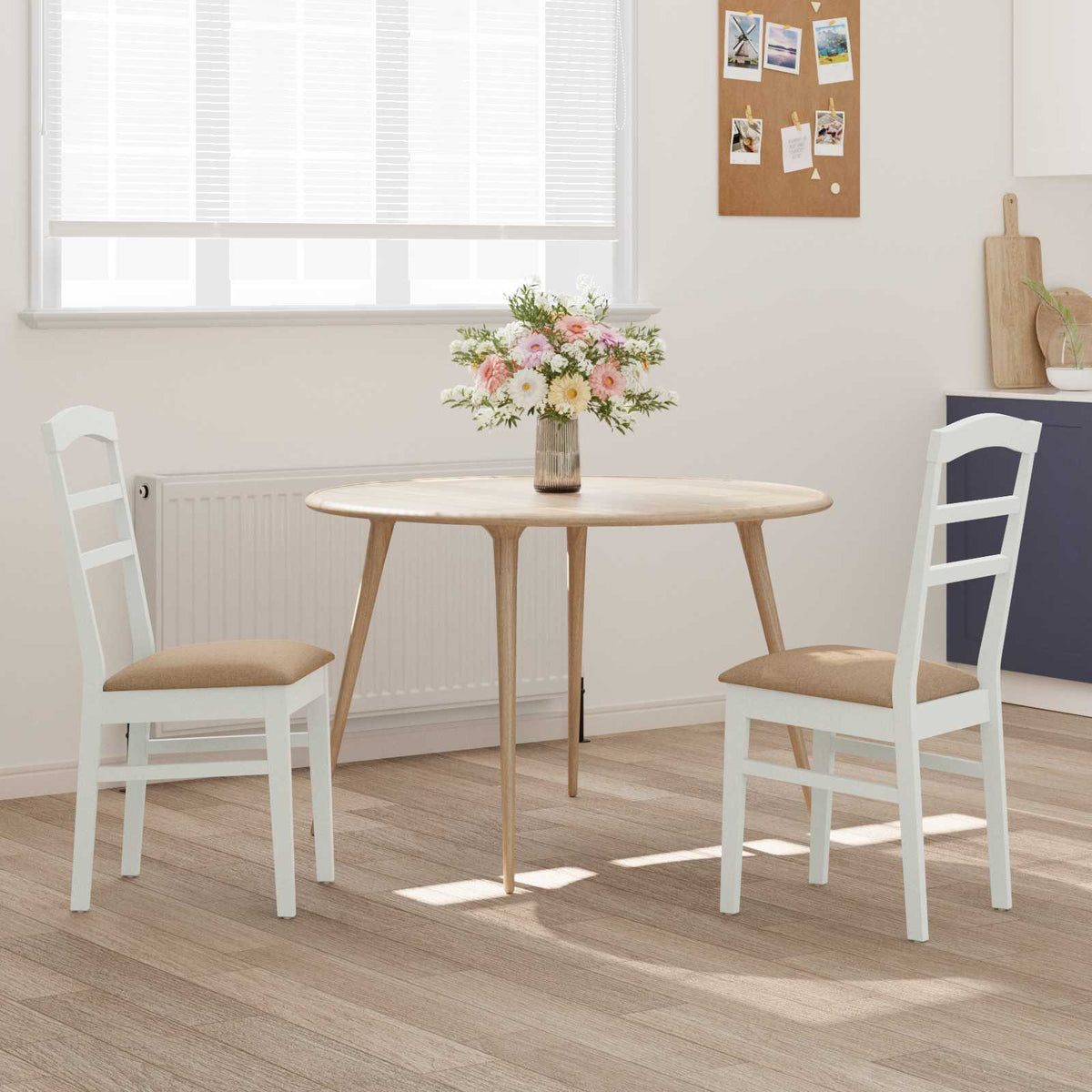 Vidaxl eetkamerstoel 2 st massief rubberhout wit en bruin