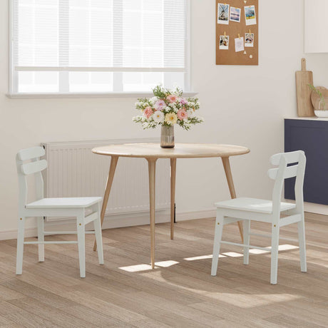 Vidaxl eetkamerstoel 2 st massief rubberhout wit 43,5 x 44,5 x 77,5 cm