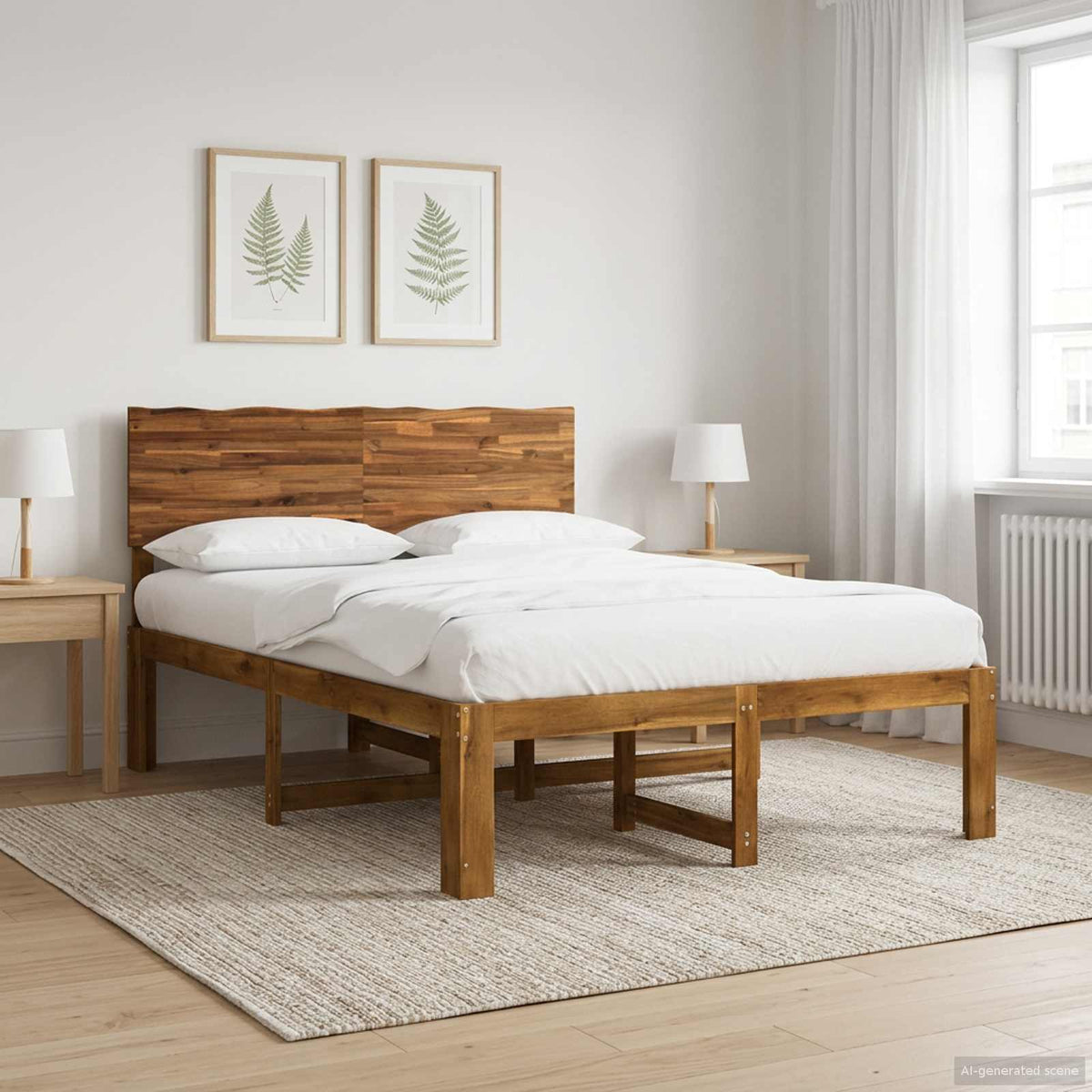 Vidaxl tweepersoonsbed met hoofdeinde rostock naturel 140 x 200 cm