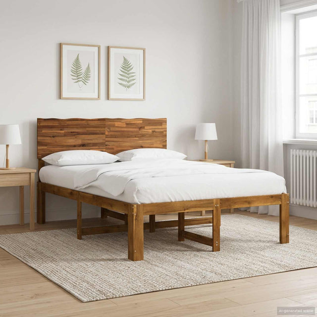 Vidaxl tweepersoonsbed met hoofdeinde rostock naturel 140 x 200 cm