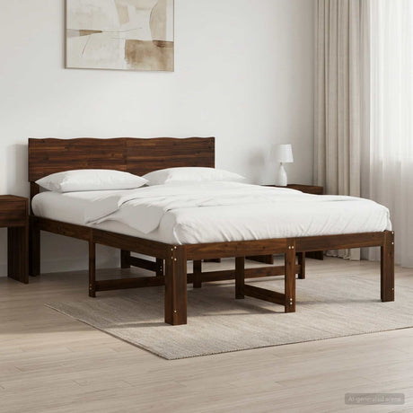 Vidaxl tweepersoonsbed met hoofdeinde rostock donkerbruin 150 x 200 cm
