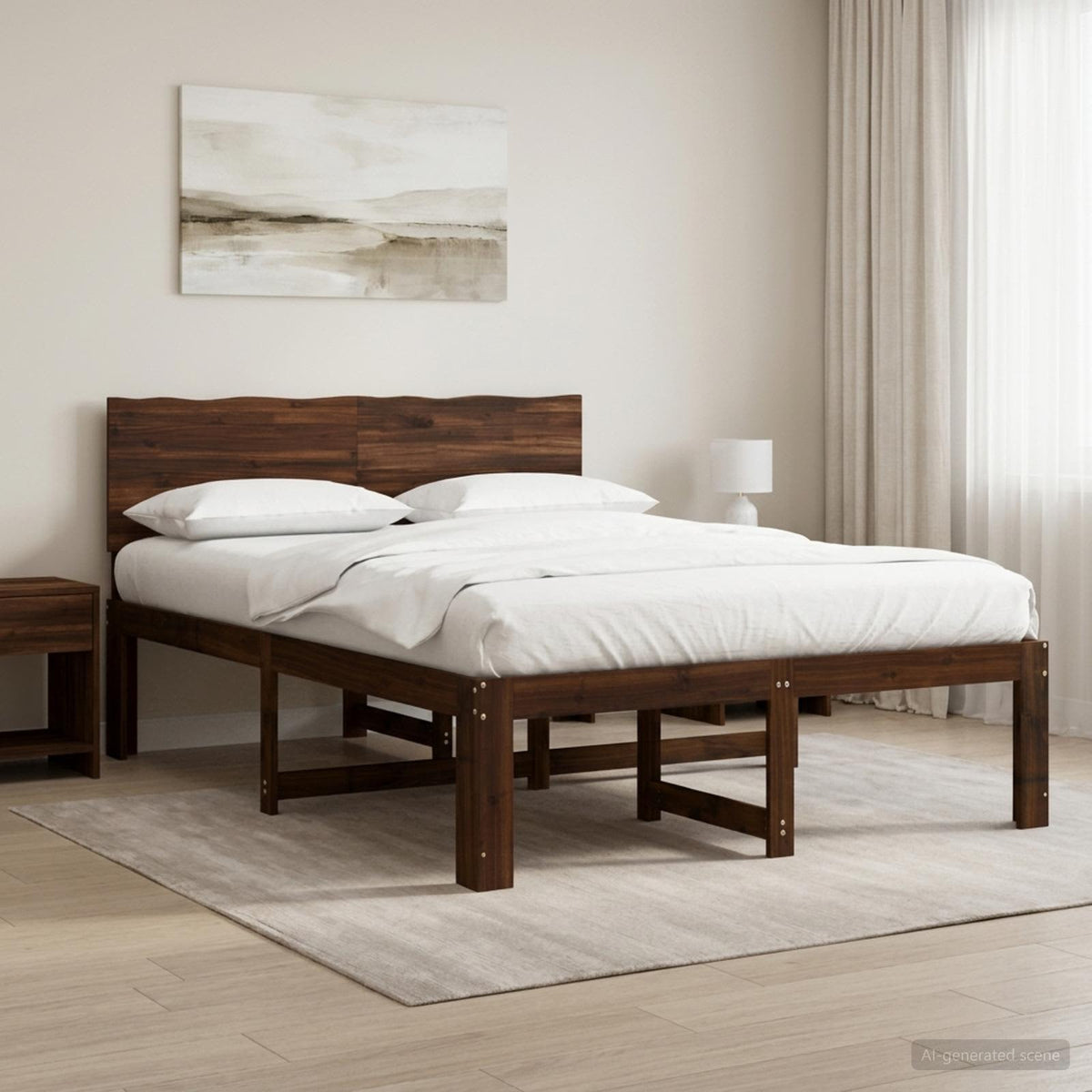 Vidaxl tweepersoonsbed met hoofdeinde rostock donkerbruin 135 x 190 cm