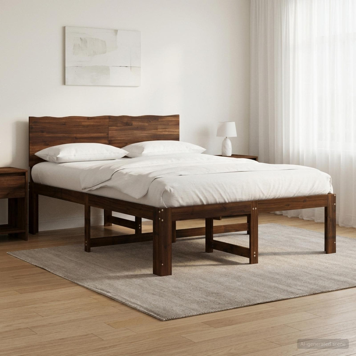 Vidaxl tweepersoonsbed met hoofdeinde rostock donkerbruin 140 x 200 cm