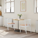 Vidaxl eetkamerstoel 2 st massief rubberhout wit en bruin