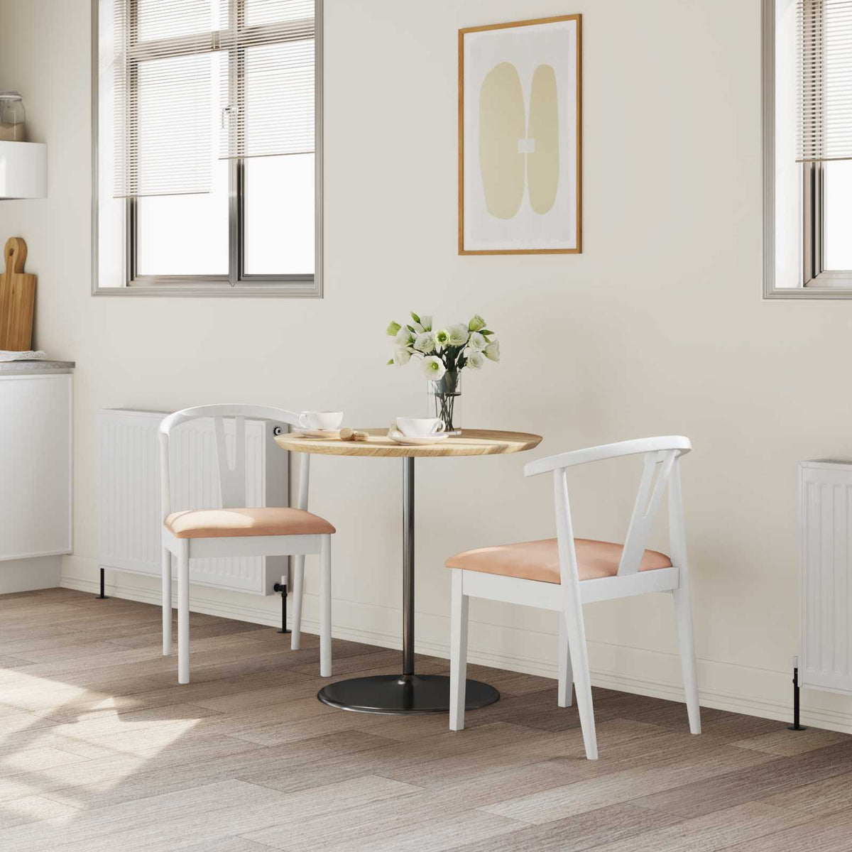 Vidaxl eetkamerstoel 2 st massief rubberhout wit en bruin