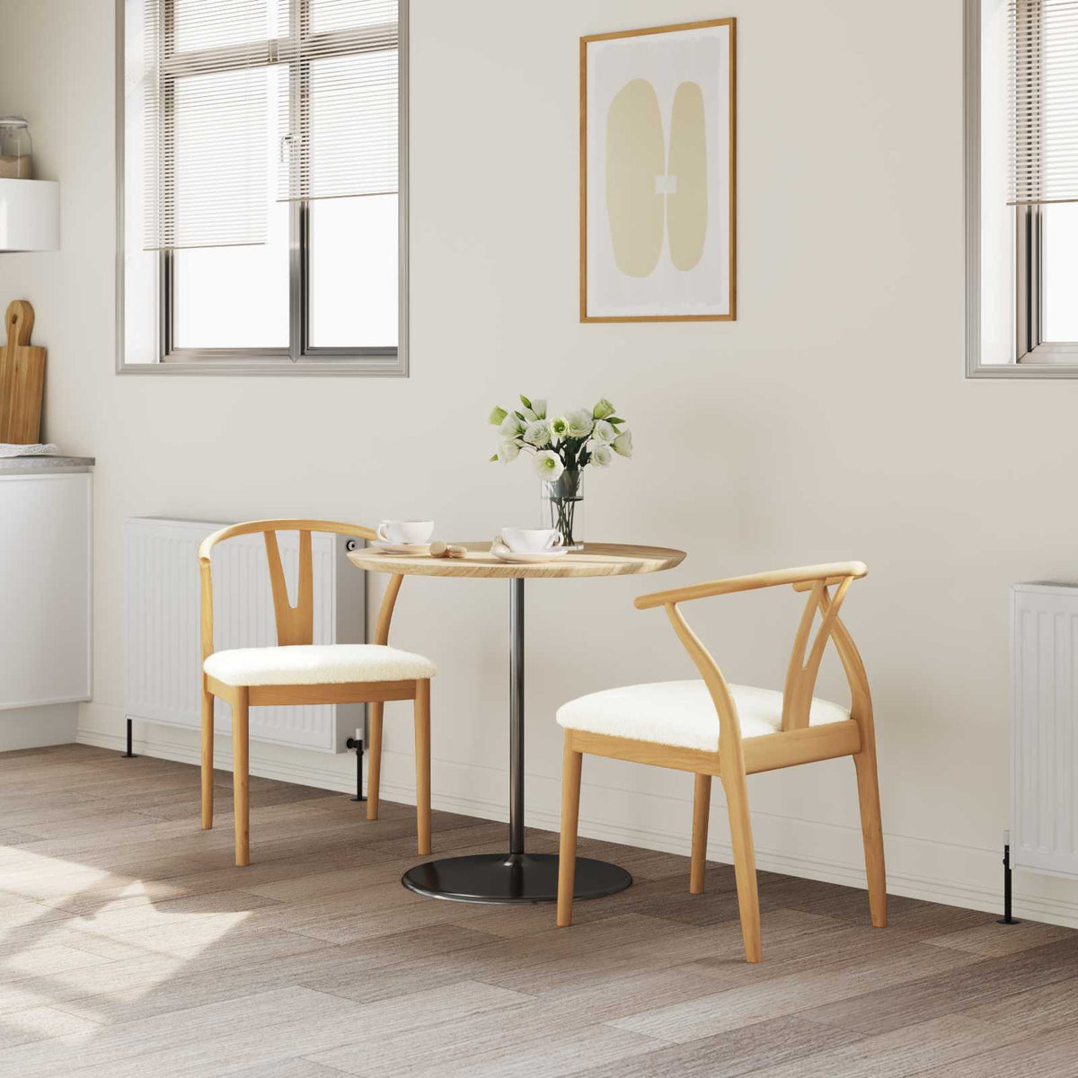 Vidaxl eetkamerstoel 2 st massief rubberhout natuurlijk en licht
