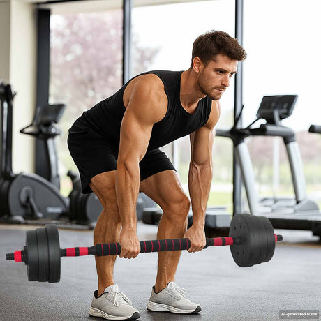 Vidaxl 2-in-1 halter-barbell set 20 kg zwart en rood