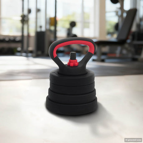 Vidaxl 4-in-1 dumbbell barbell kettlebell set 20 kg zwart en rood
