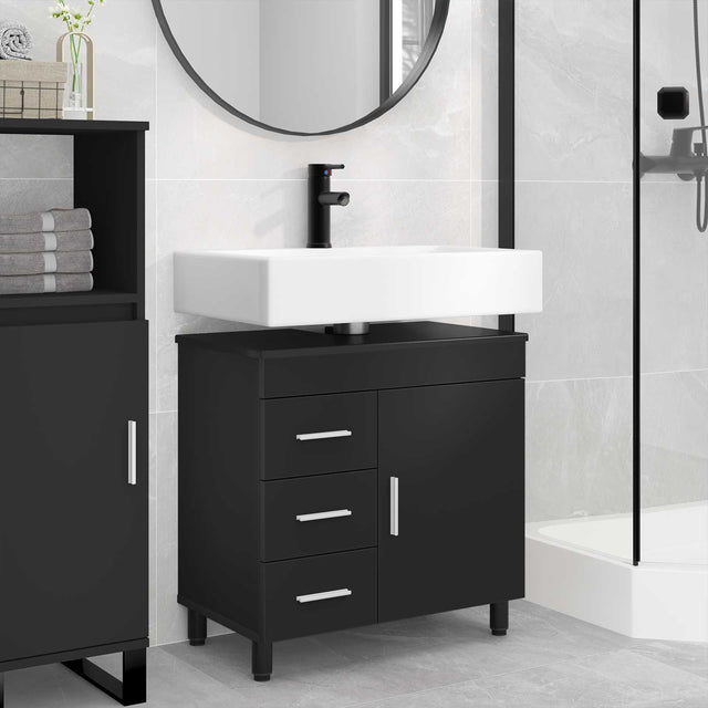 Vidaxl badkamer waskom zwart 60 x 35 x 60 cm bewerkt hout